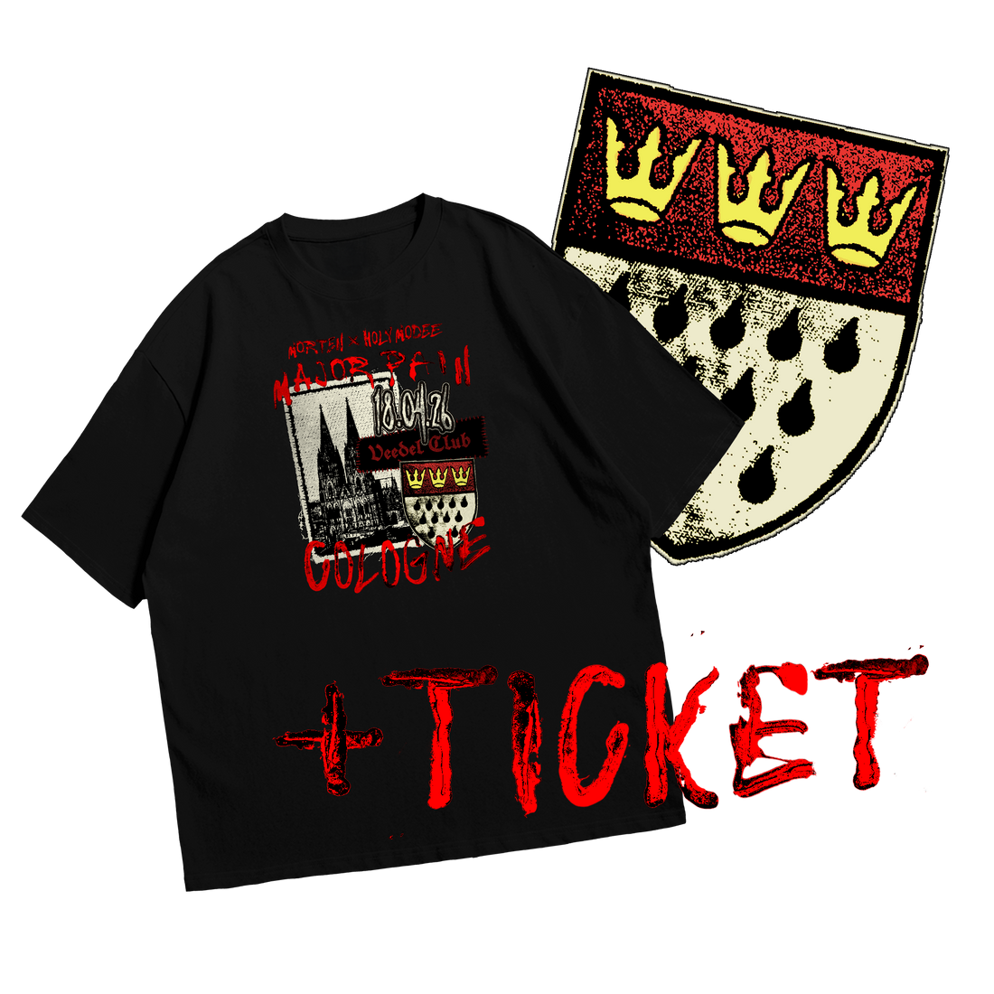 morten & Holy Modee - Major Pain Bundle Tourshirt + Ticket Köln