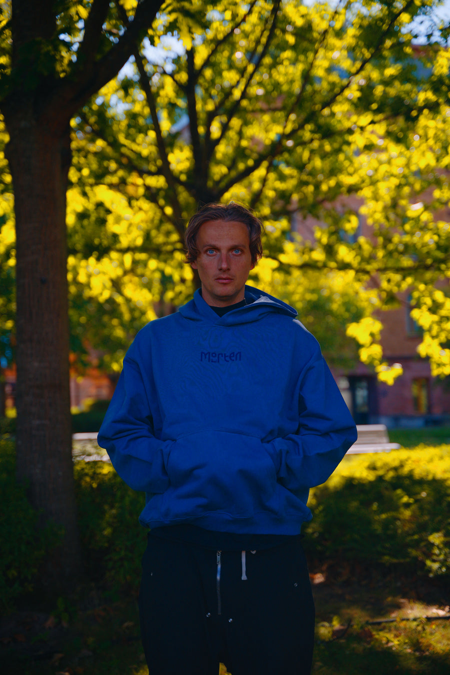 morten - Logo Hoodie Blue